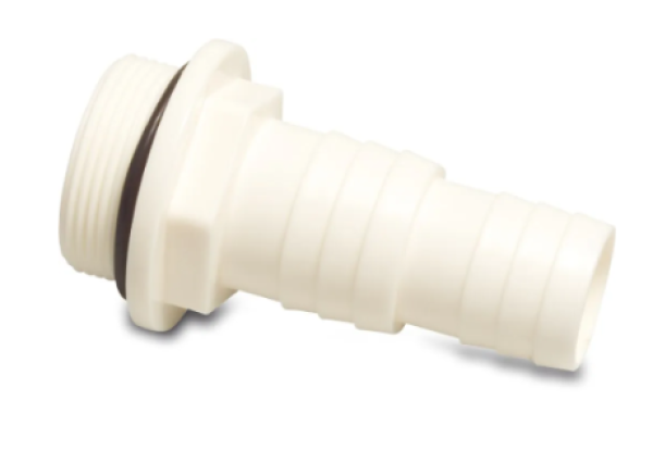 Schlauchtülle ABS 1 1/2" x 32-38 mm Außengewinde x Schlauchtülle 10bar Weiß