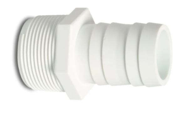 Profec Schlauchtülle PP 1 1/2" x 38 mm Außengewinde x Schlauchtülle 10bar Weiß