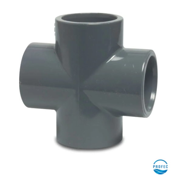 Profec Kreuzstück PVC-U 20 mm Klebemuffe 16bar Grau