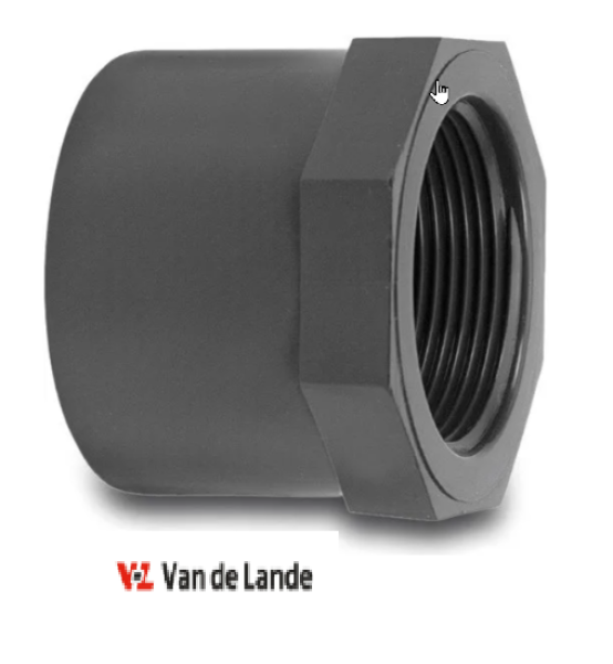 Reduzierstück PVC-U 16 mm x 1/4" Klebestutzen x Innengewinde 16bar Grau