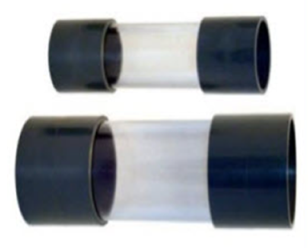 Sichtglas mit beidseitiger Klebemuffe Arbeitsdruck 4 bar