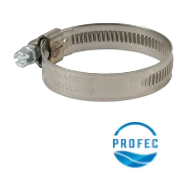 Schneckengewindeschelle aus Edelstahl Hersteller Profec in mehreren Größen