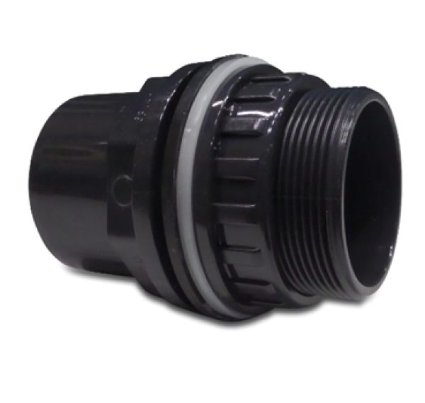 Durchführung PVC-U 25/32 mm x 1" Klebemuffe/Klebestutzen x Außengewinde 10bar Grau