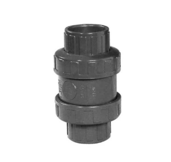 PVC-Rückschlagventil Grau Doppelte Klebemuffe 16 bar in verschiedenen Größen