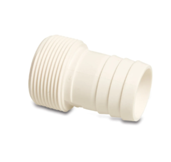 Schlauchtülle 1 1/2" x 38 mm Außengewinde x Schlauchtülle weiß