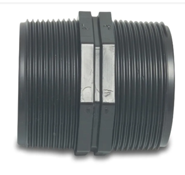 Nippel Material PP mit 2 x Außengewinde 10 bar Schwarz