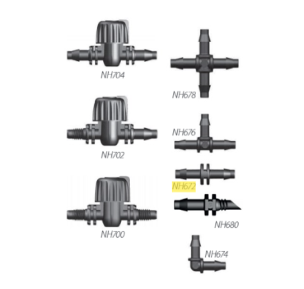Übergangsstücke für 4 mm Luftschlauch (Verbinder, Winkel, T-Stücke, Kreuzstücke, Hähne)