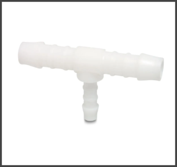 T-Stück 90 Grad aus Nylon 3 x Anschluss für Schlauchtülle 16 bar Weiß