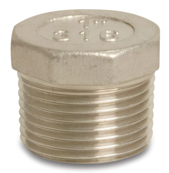Stopfen Edelstahl 316 mit Außengewinde 16 bar