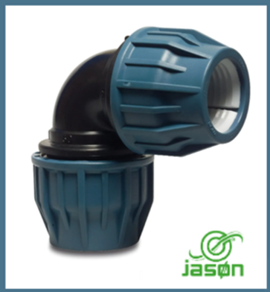 JASON Winkel 90° PP Klemmverbindung 16 bar Schwarz/Blau