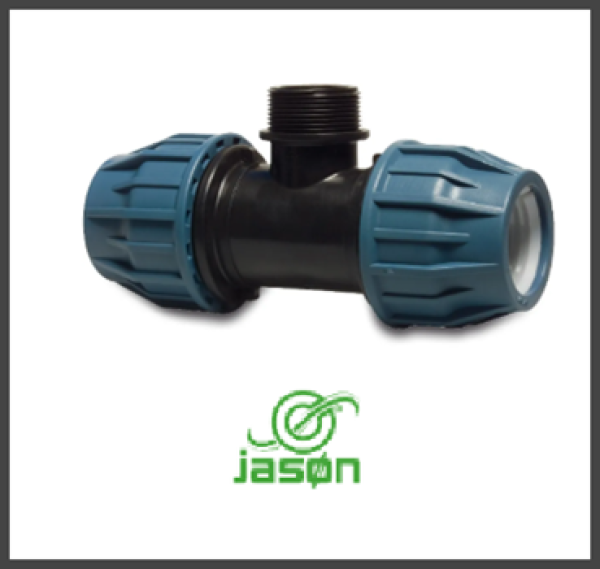 JASON T-Stück 90° Material PP Klemm x AG x Klemm 16 bar Blau/Schwarz