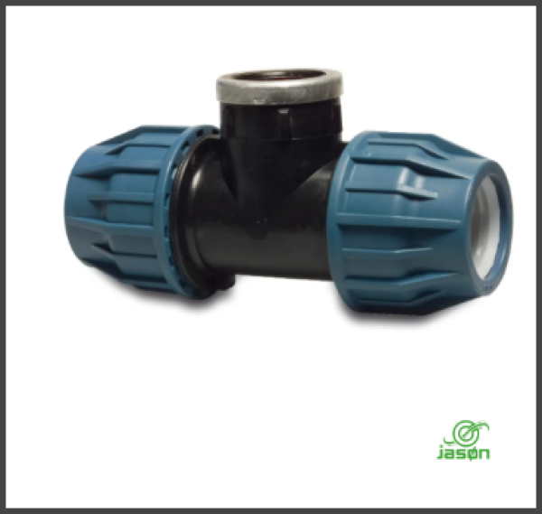 JASON T-Stück 90° Material PP Klemm x IG x Klemm 16 bar Schwarz/Blau