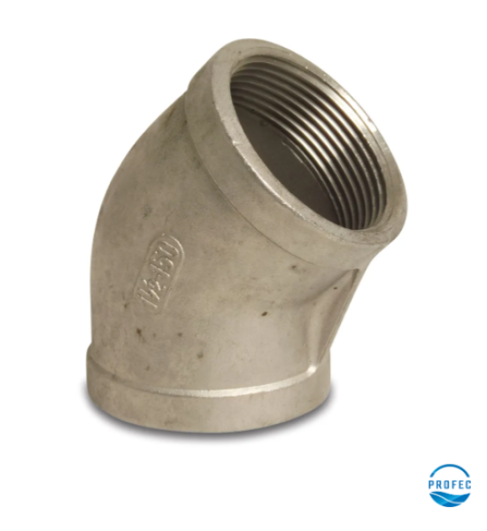 Edelstahl 316 Winkel 45° Anschlüsse: 2x Innengewinde 16 bar