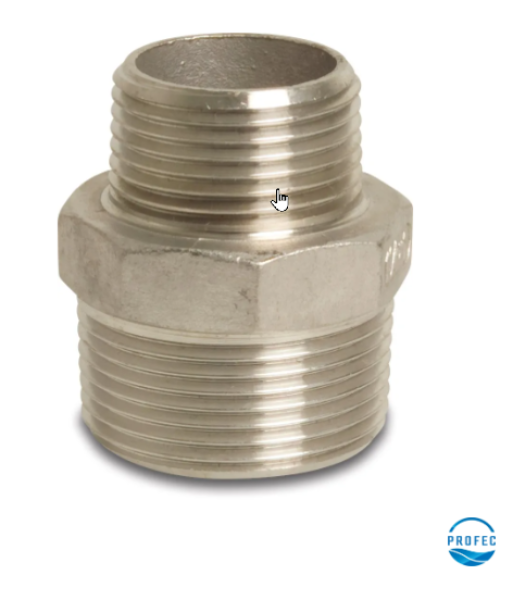 Edelstahl-Reduziernippel Anschlüsse: 2x Außengewinde Arbeitsdruck 16 bar
